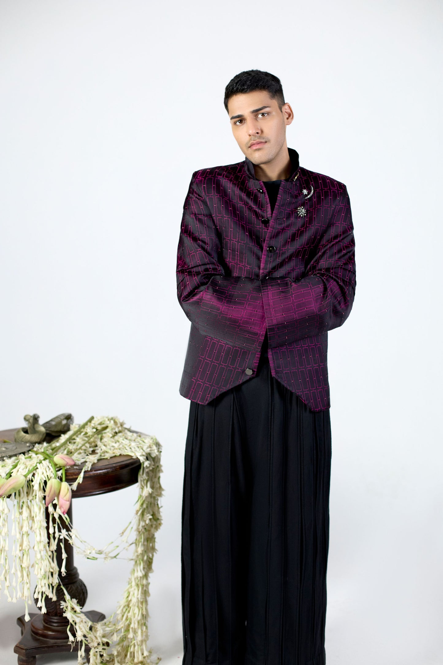 Bela Embroidered Brocade Bandhgala