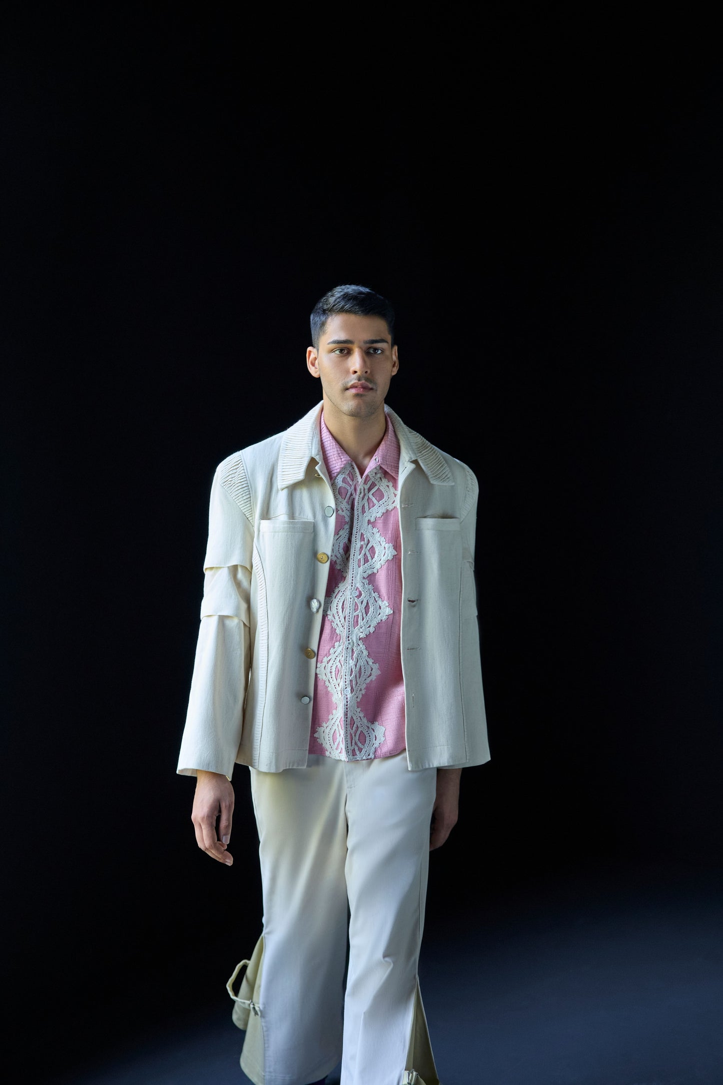 Teen Tassar Crocheted Shirt -Pink