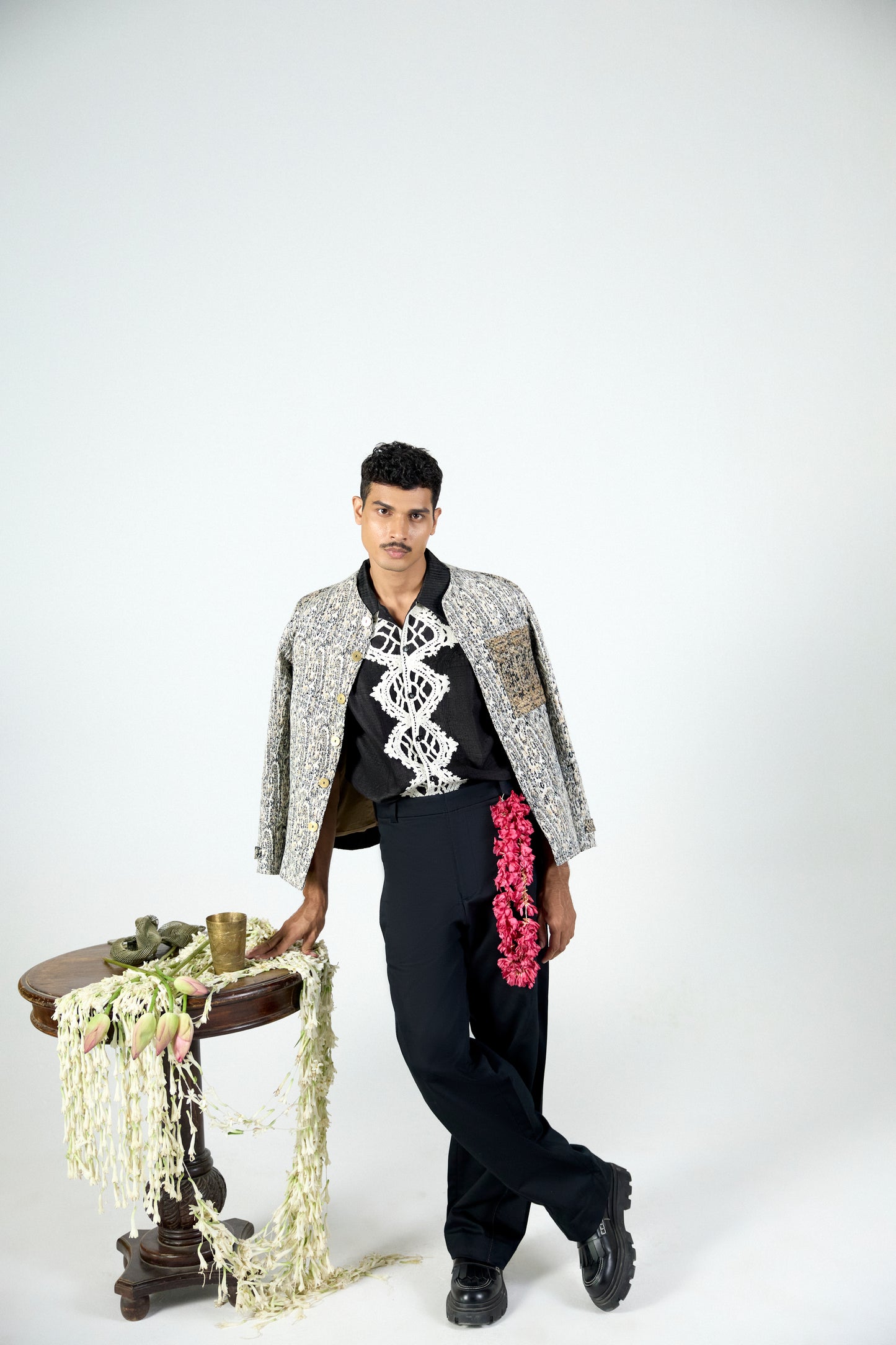 Teen Tassar Crocheted Shirt - black