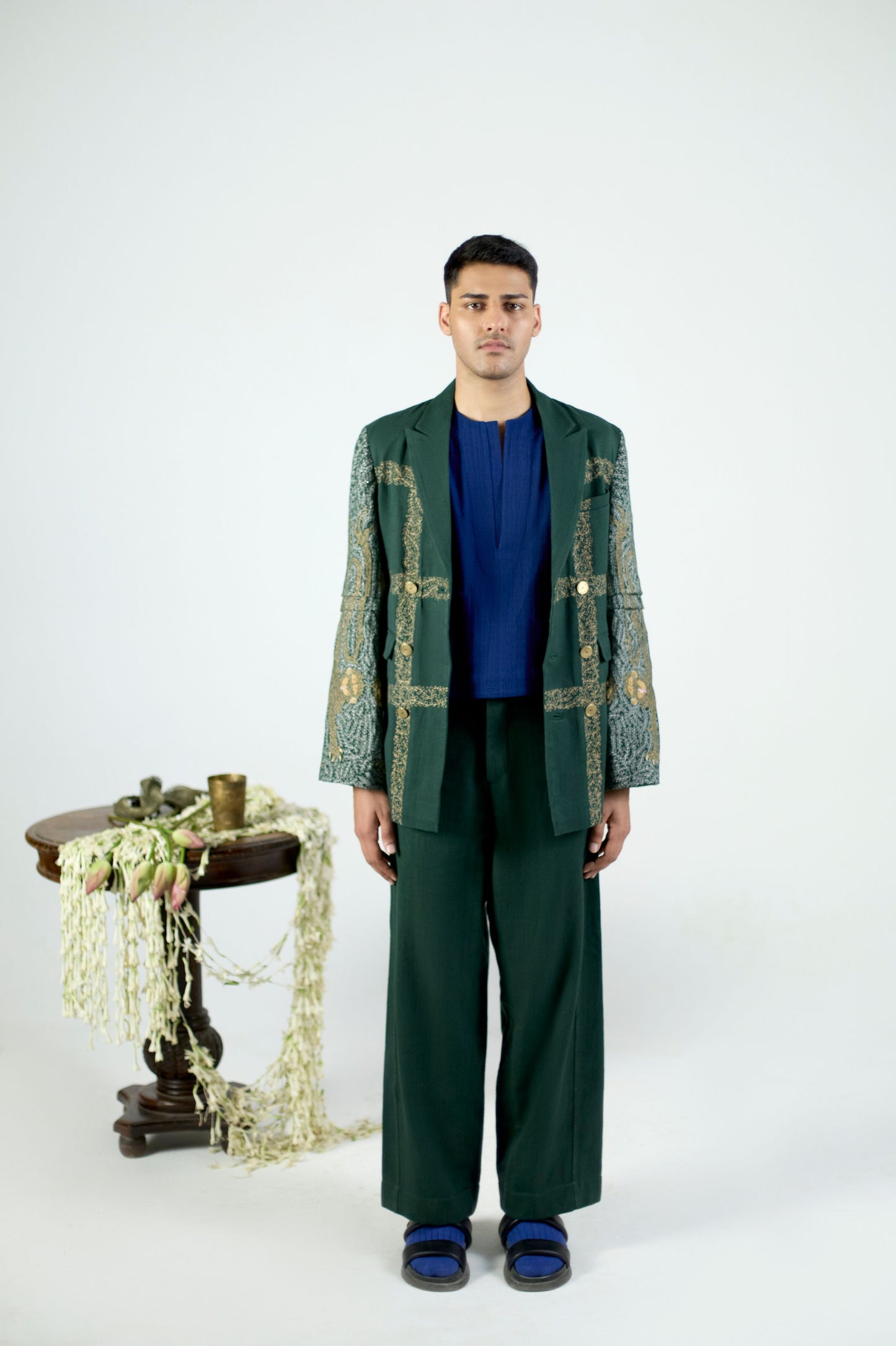 Osho Resham Blazer - Bottle Green