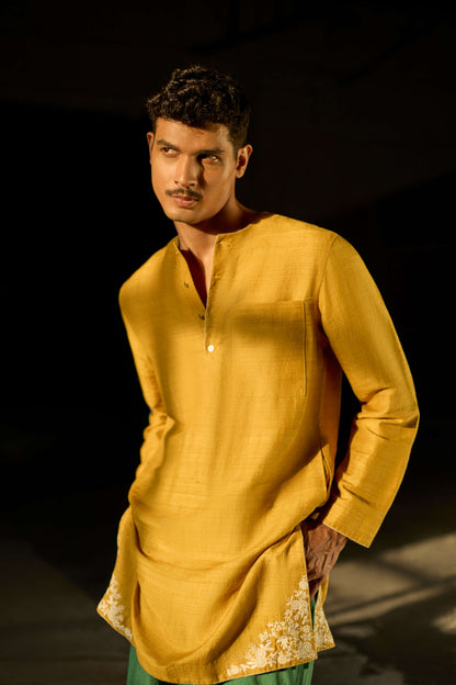 Bird House Kurta - Mustard