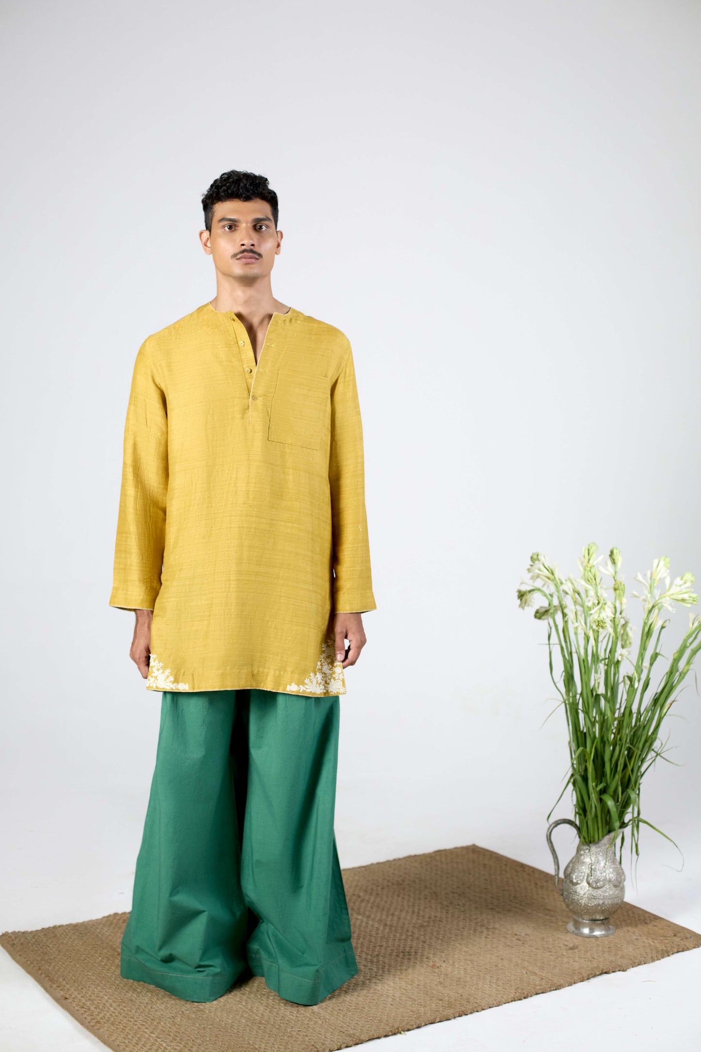 Bird House Kurta - Mustard