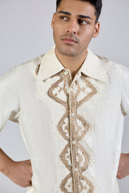 Teen Tassar Crocheted Shirt - White