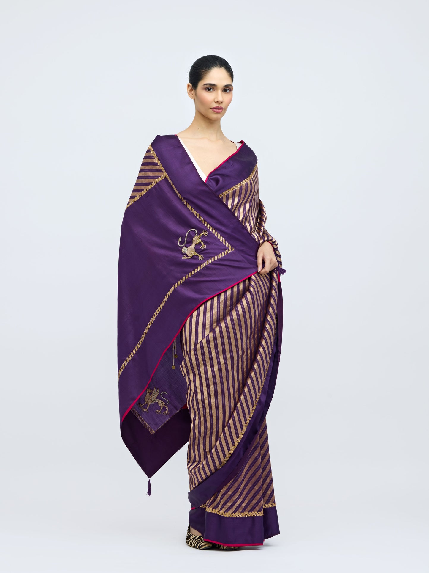 Teerchi Purple Silk Saree