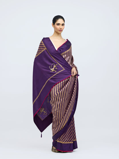 Teerchi Purple Silk Saree