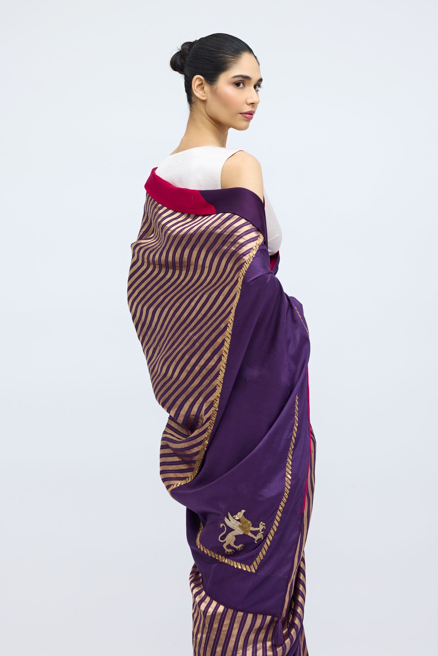 Teerchi Purple Silk Saree