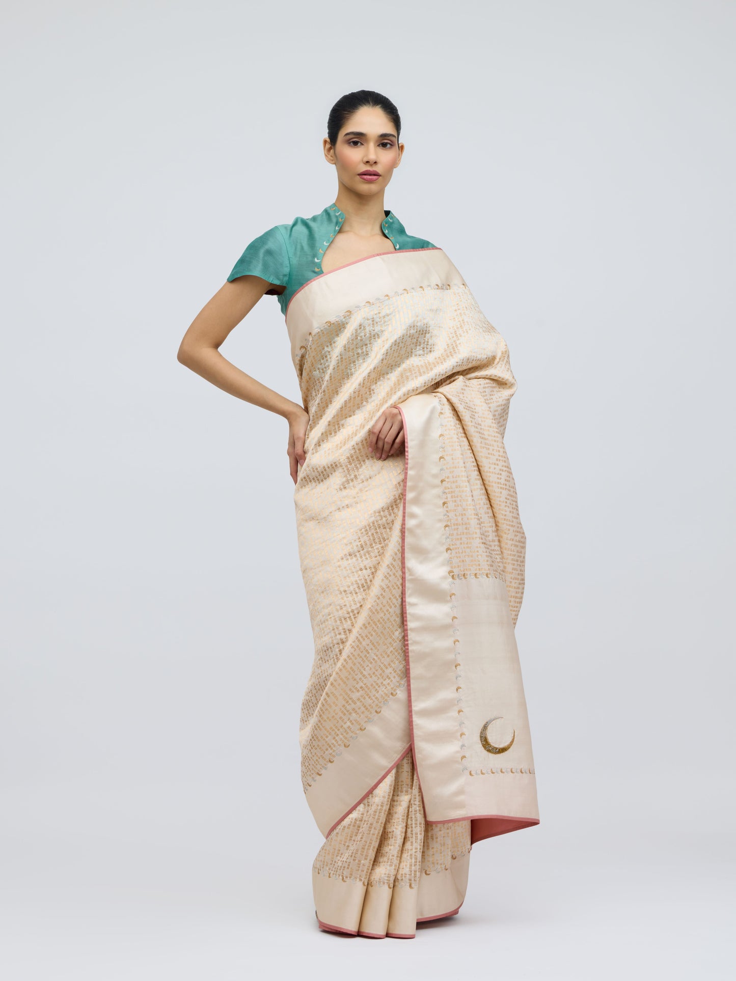 Chauk Chand Ivory Silk Saree