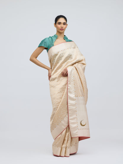 Chauk Chand Ivory Silk Saree