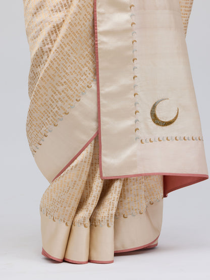 Chauk Chand Ivory Silk Saree