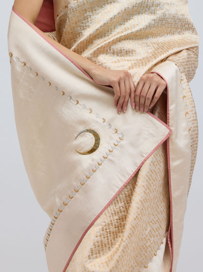 Chauk Chand Ivory Silk Saree