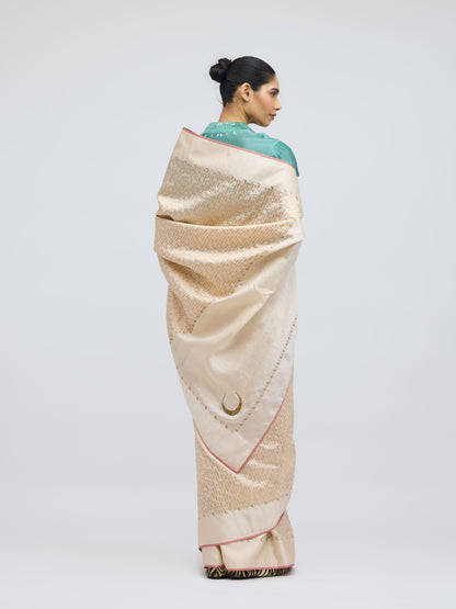 Chauk Chand Ivory Silk Saree