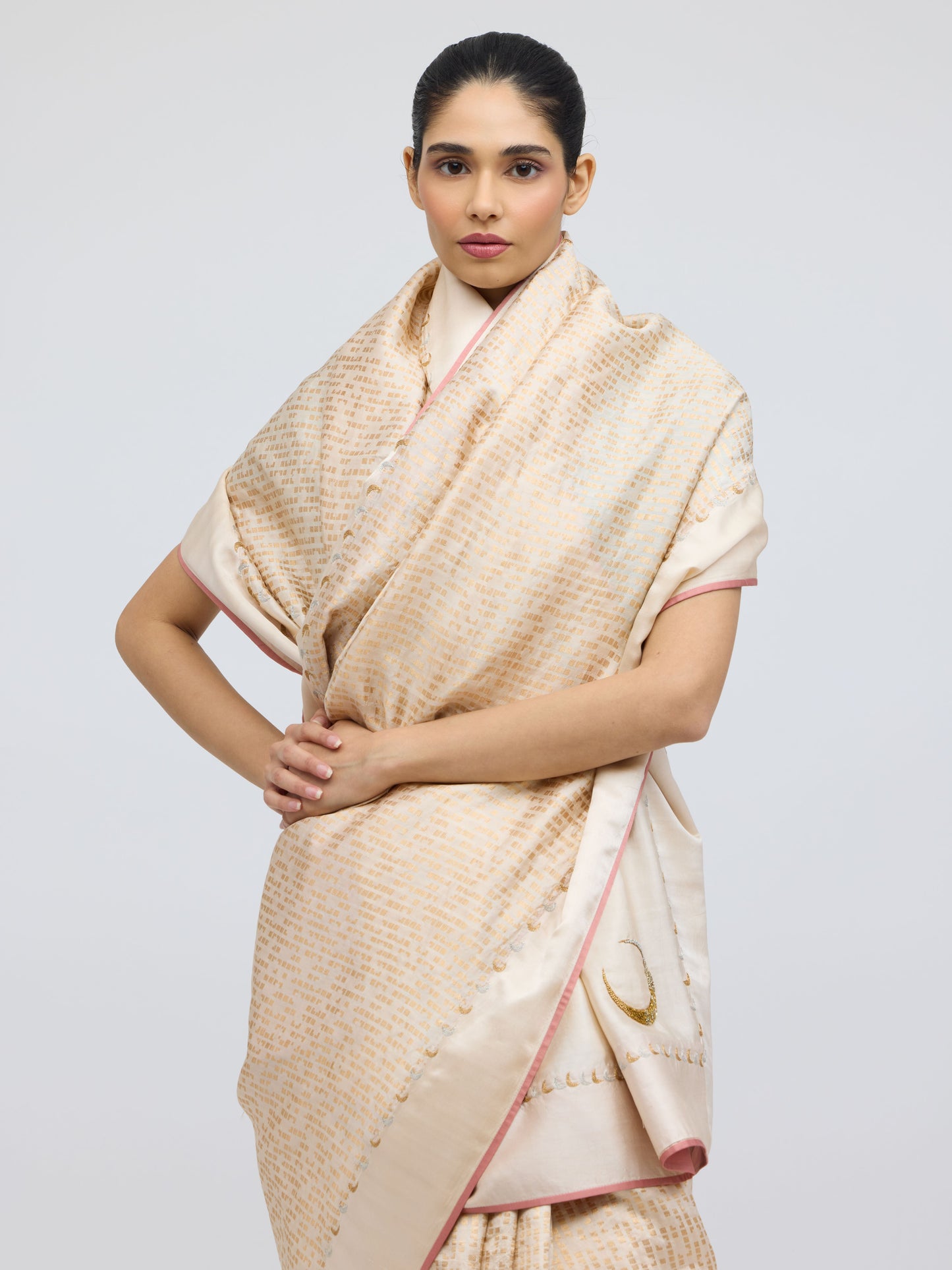 Chauk Chand Ivory Silk Saree