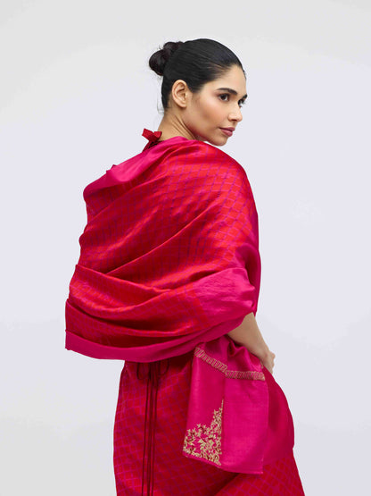 Sabina Pink Brocade Silk Saree