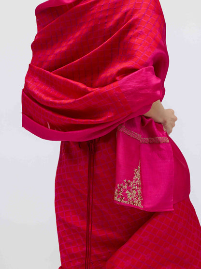 Sabina Pink Brocade Silk Saree
