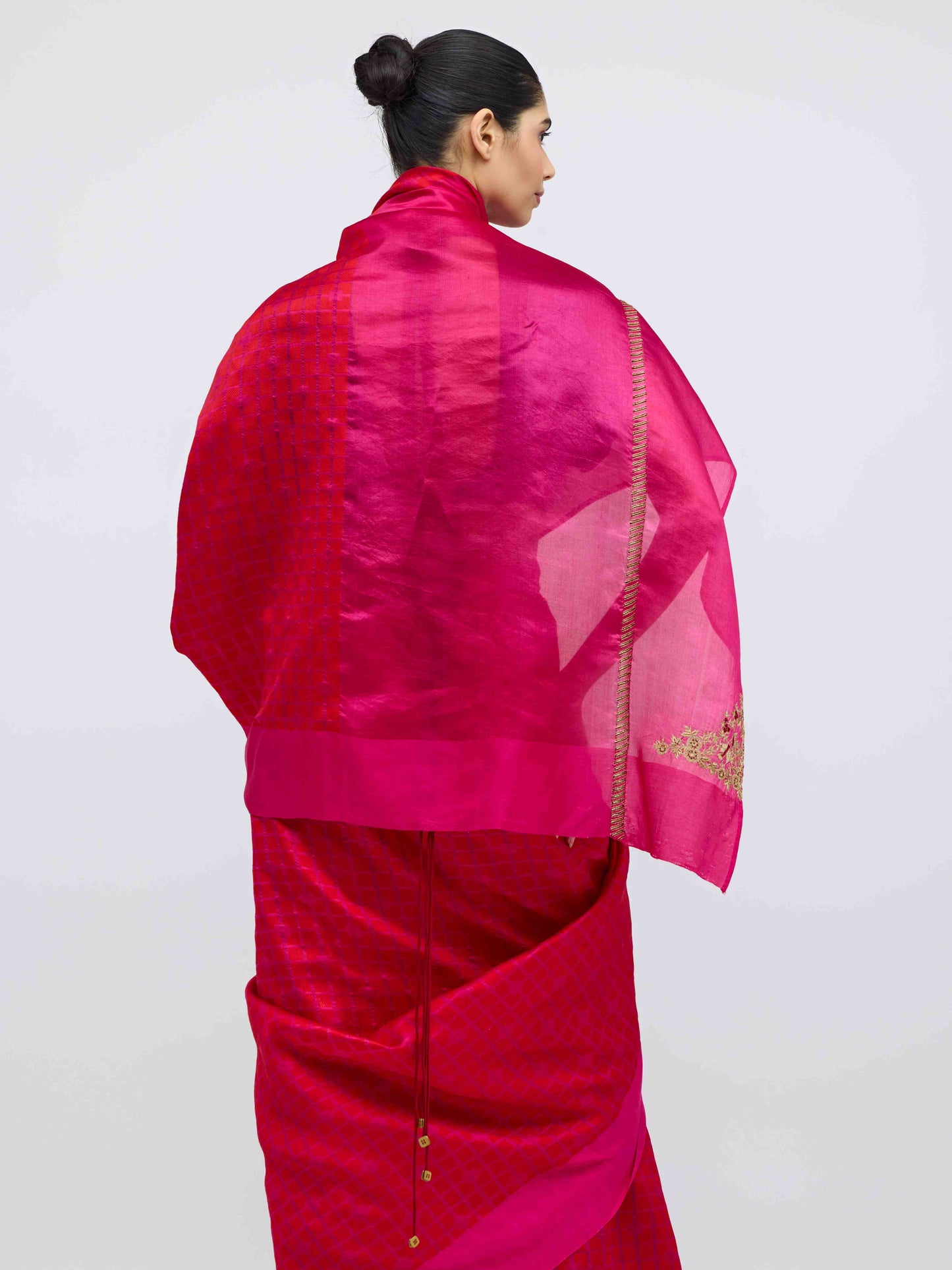 Sabina Pink Brocade Silk Saree