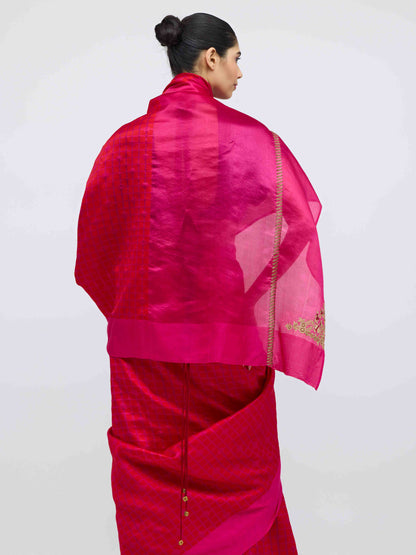 Sabina Pink Brocade Silk Saree