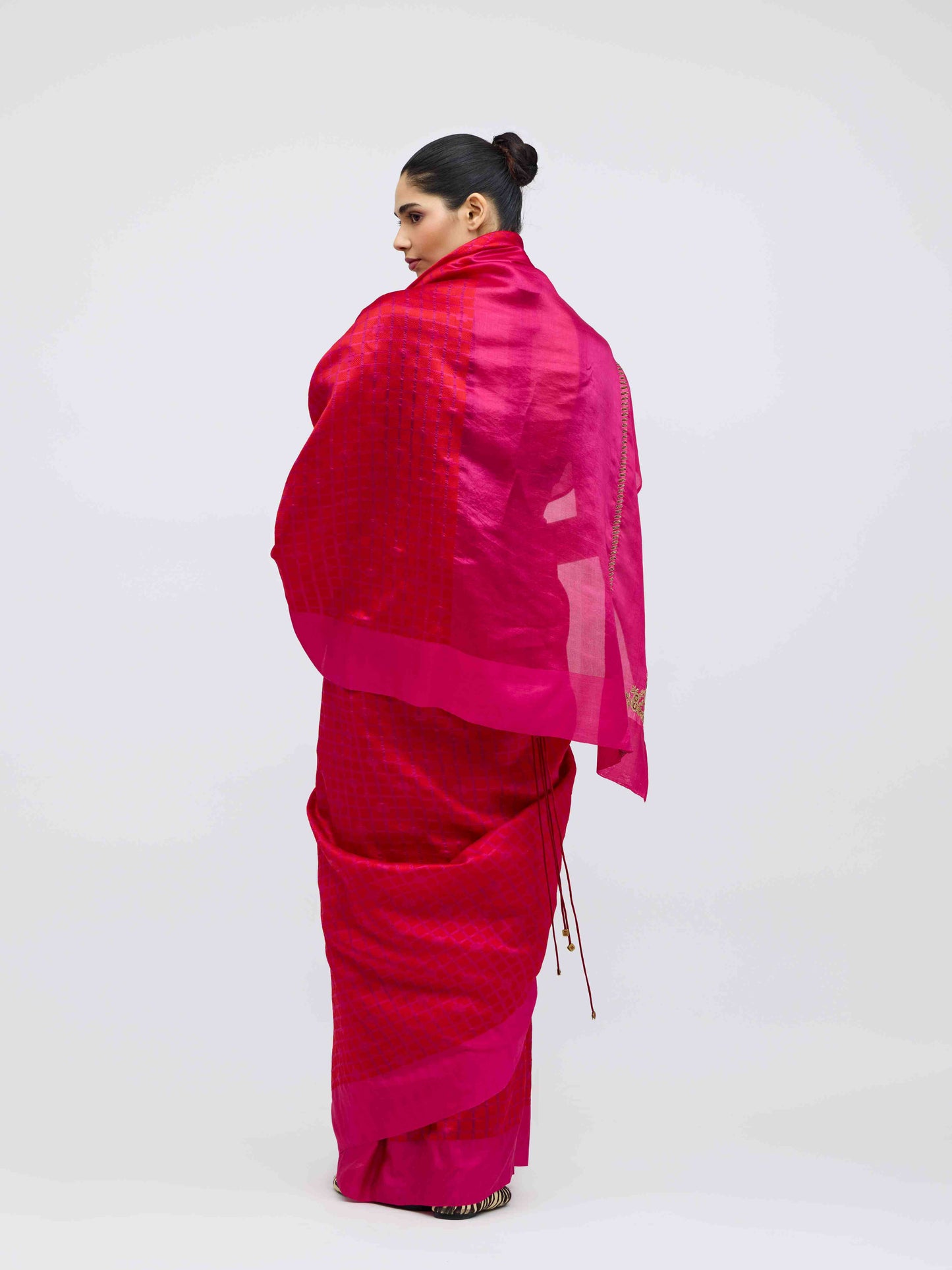 Sabina Pink Brocade Silk Saree
