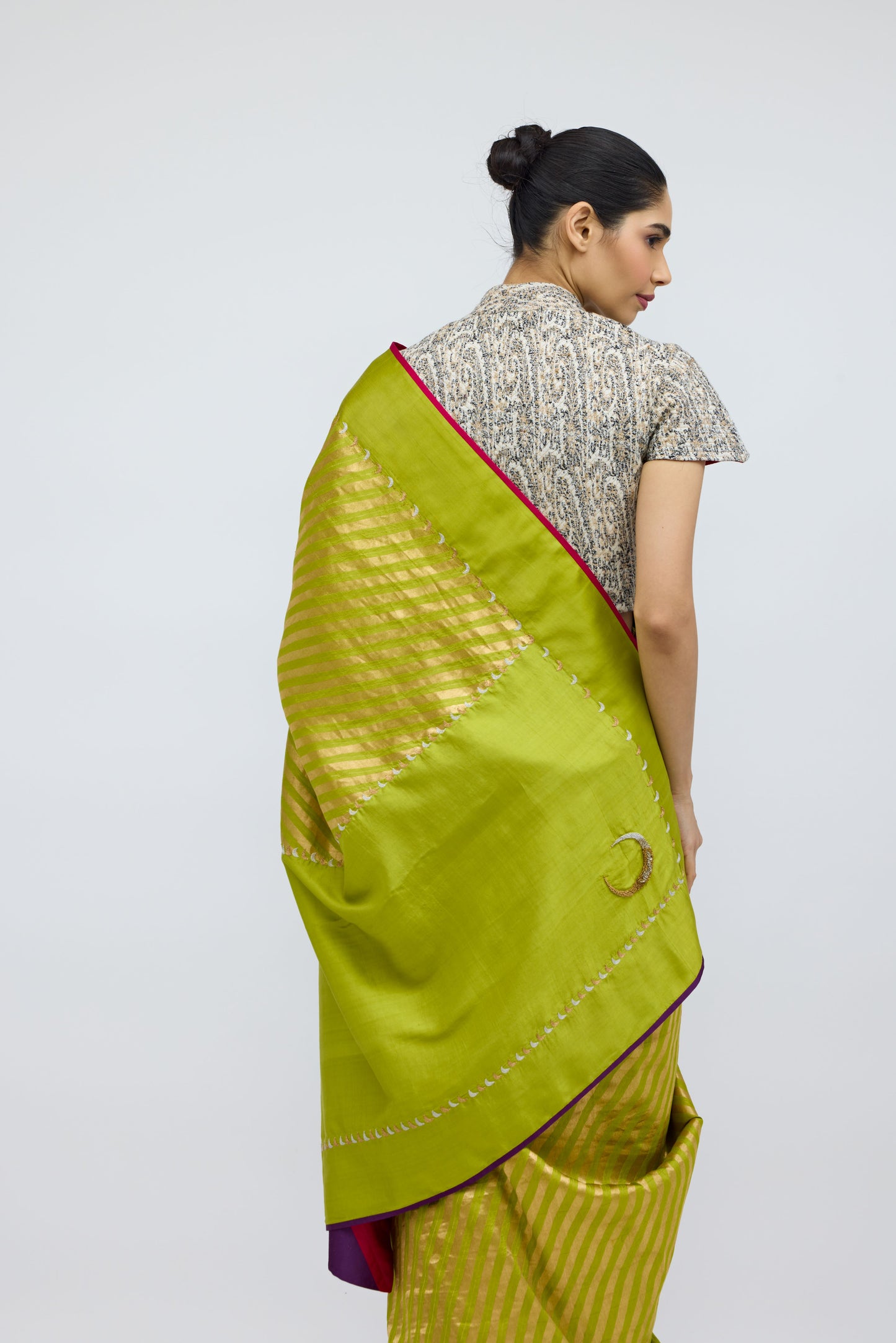 Teerchi Chartreuse Silk Saree