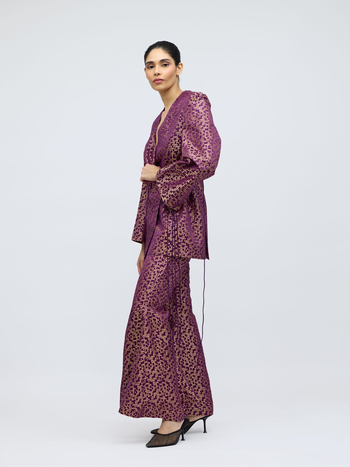 Pointillé Brocade Purple Co-ord Set |