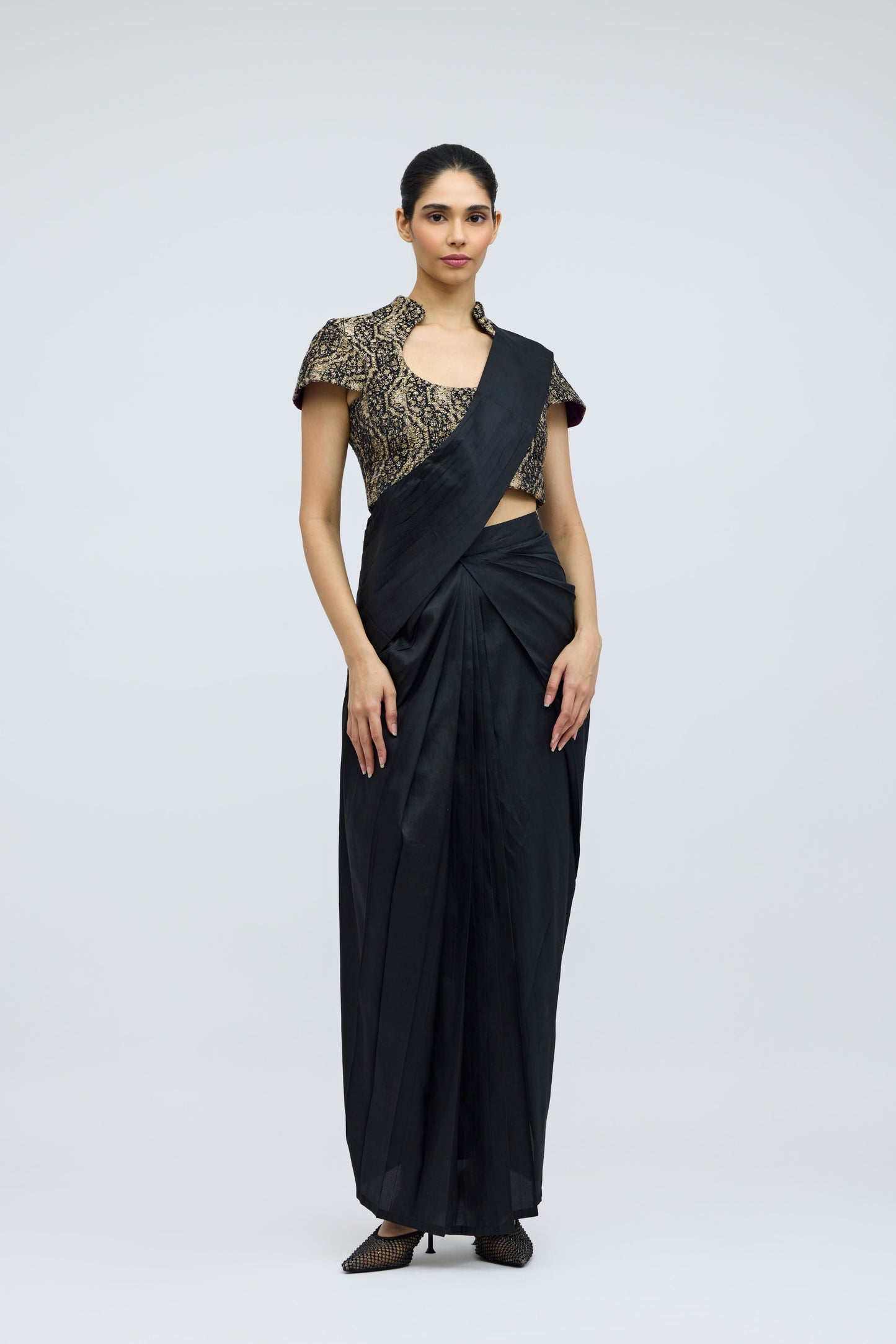 Nivi Satin Drape Skirt Saree | Silk Satin