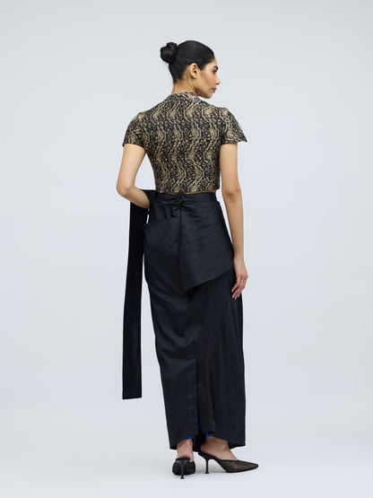 Nivi Satin Drape Skirt Saree | Silk Satin