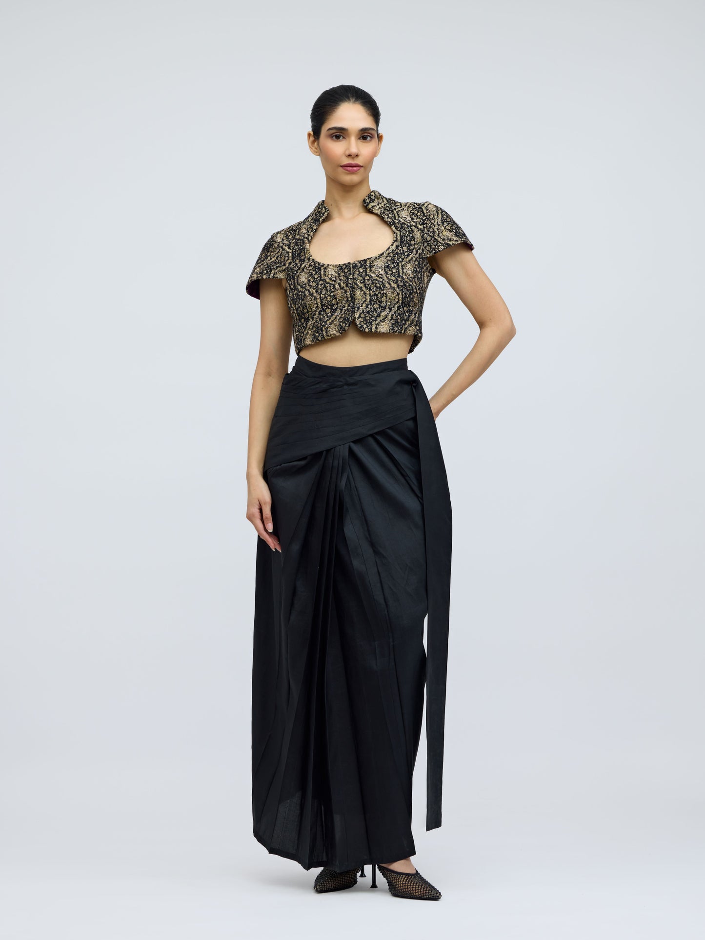 Nivi Satin Drape Skirt Saree | Silk Satin