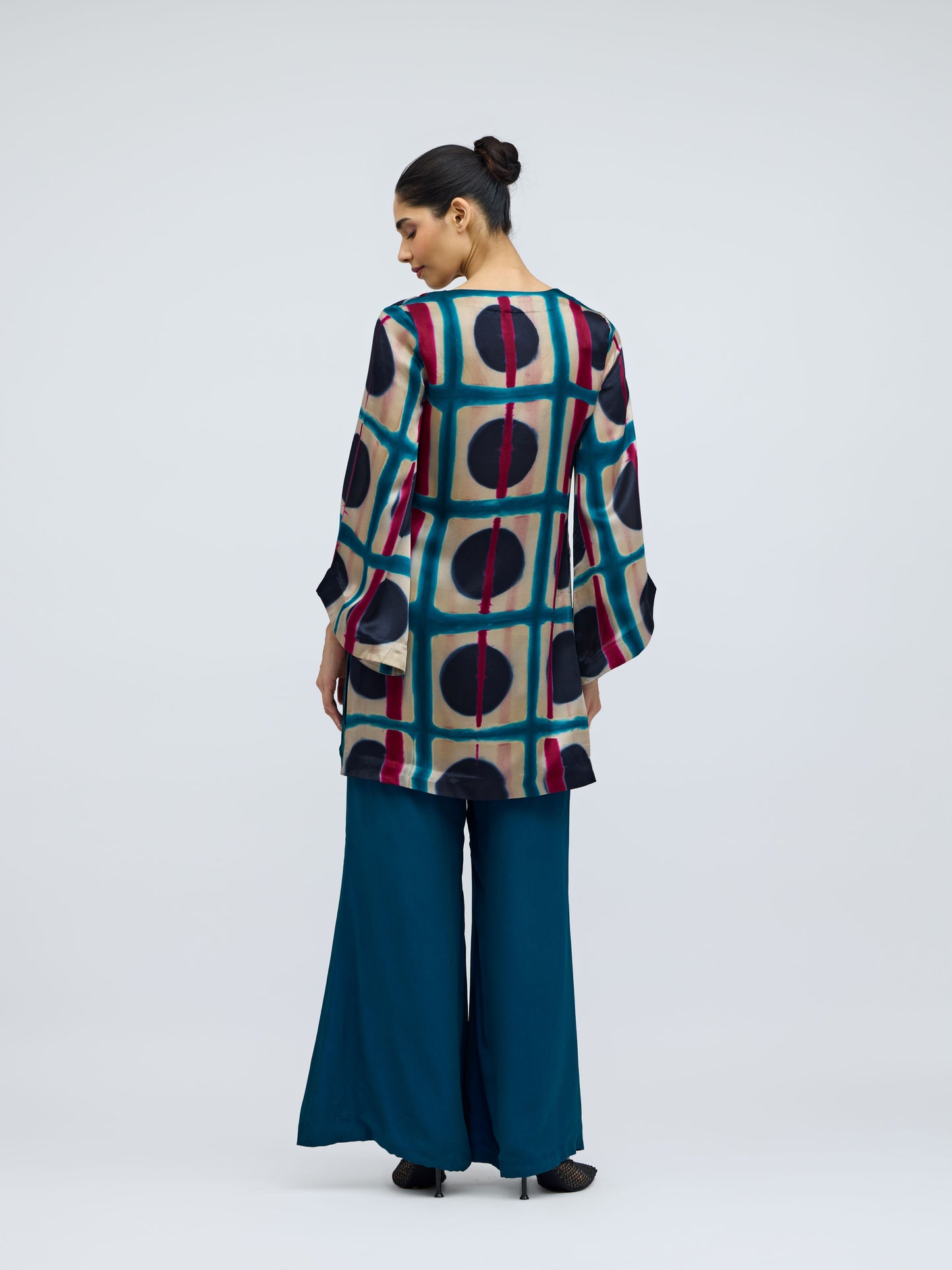 Bijlee Resist Dyed Silk Top & Georgette Trousers Set