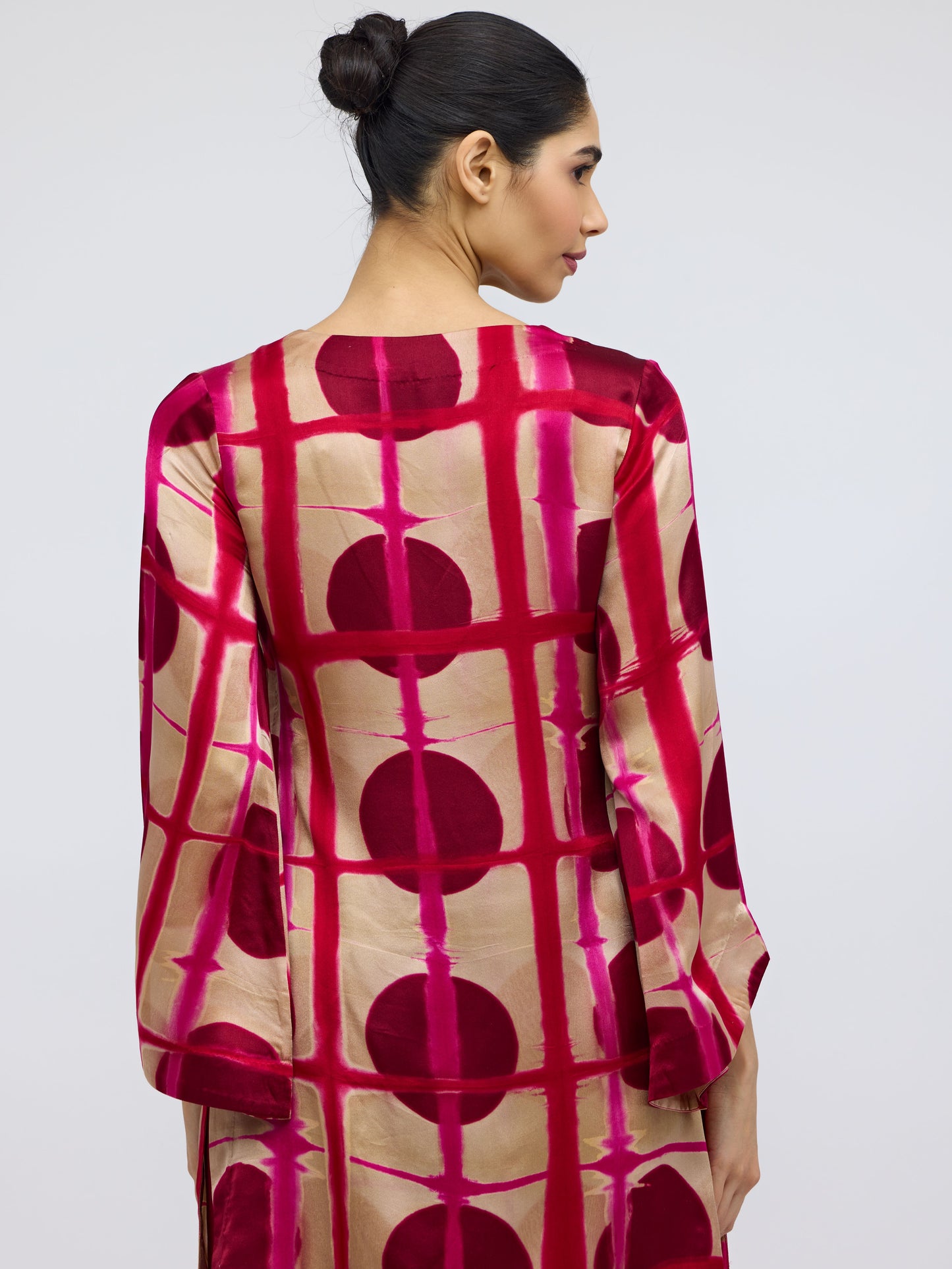 Bijlee Rose Resist Dyed Silk Top & Georgette Trousers Set