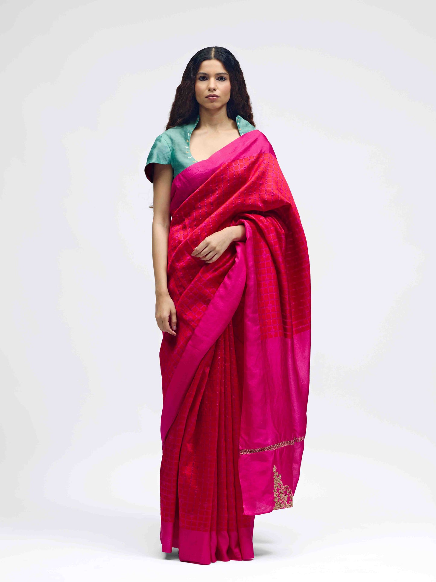 Sabina Pink Brocade Silk Saree