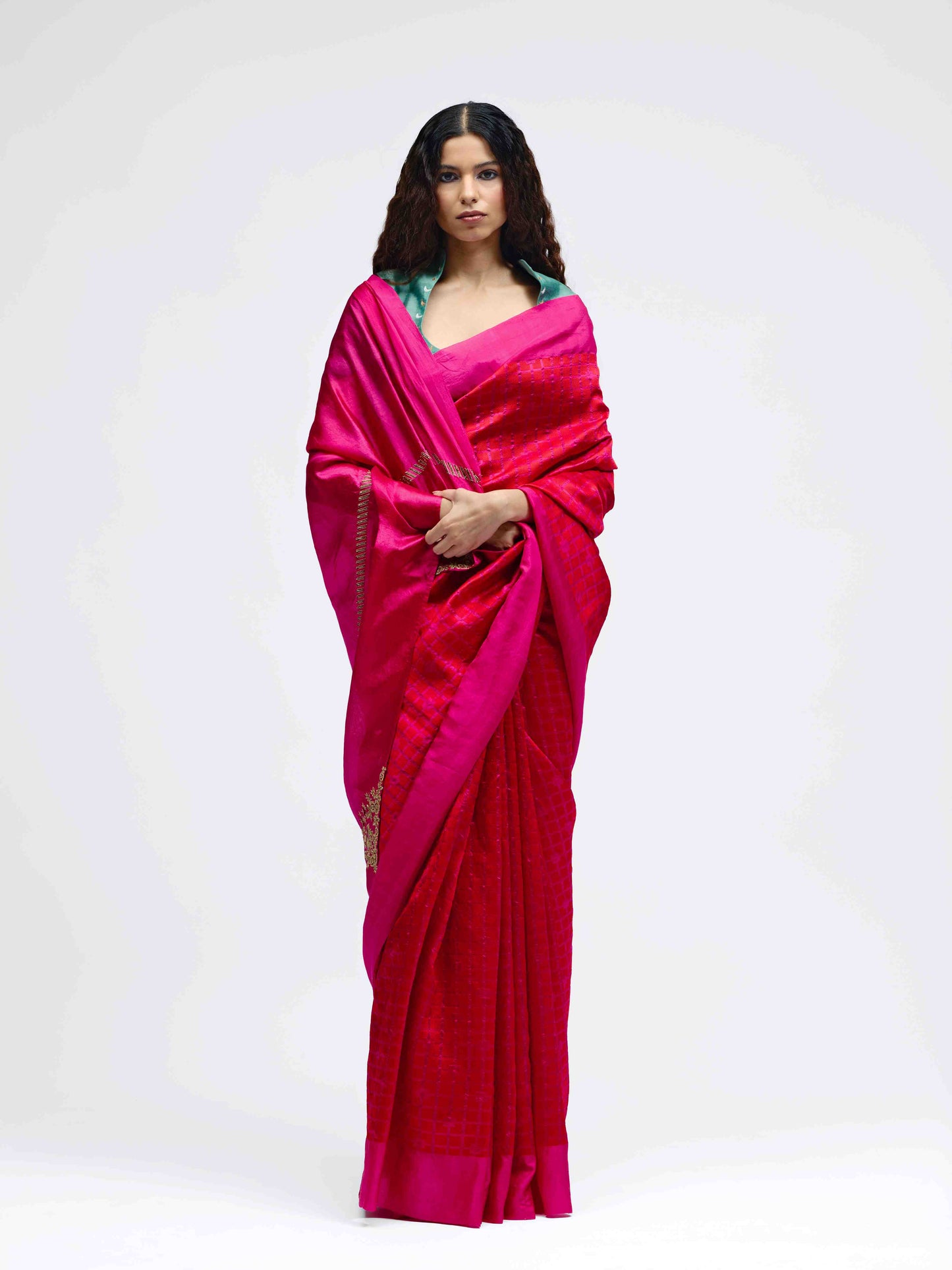 Sabina Pink Brocade Silk Saree