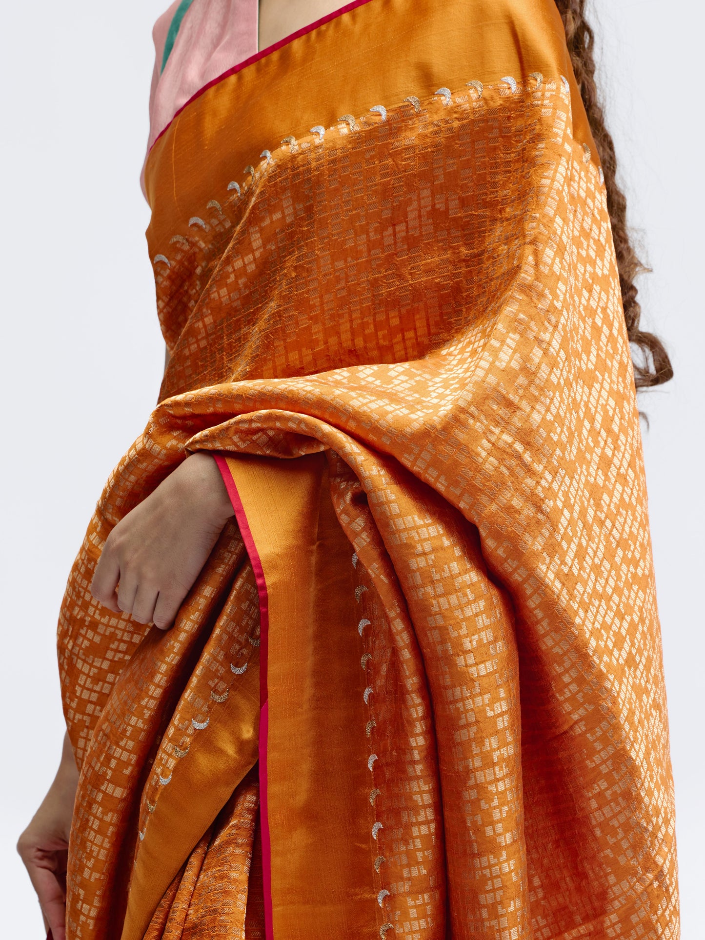 Chauk Chand Orange Silk Saree