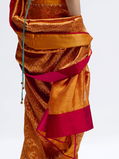 Chauk Chand Orange Silk Saree