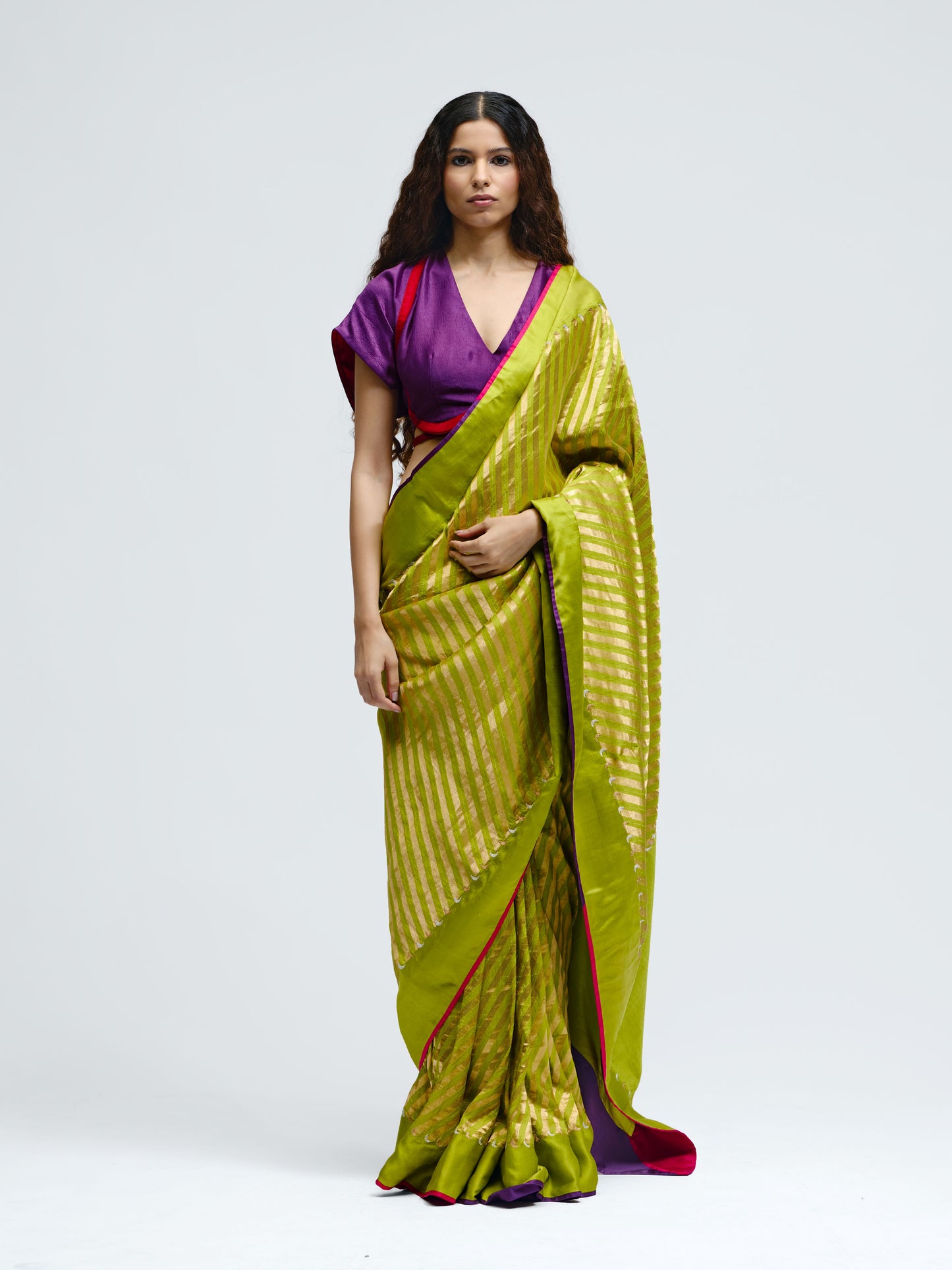 Teerchi Chartreuse Silk Saree