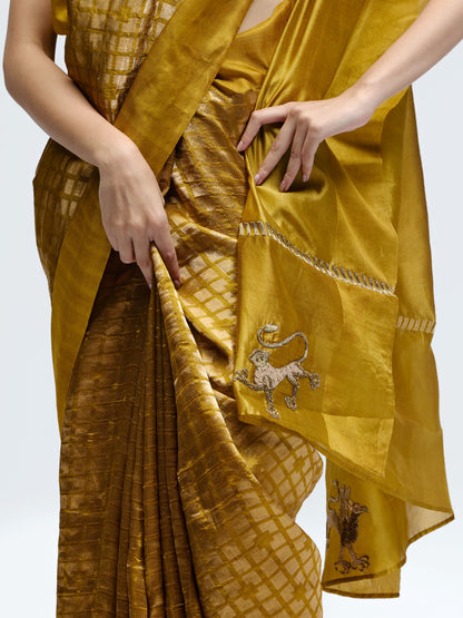Sabina Mustard Brocade Silk Saree