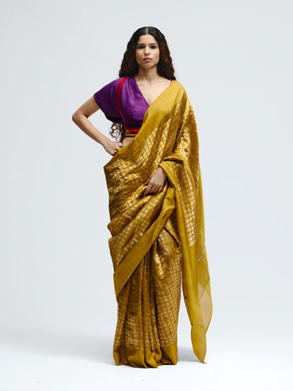 Sabina Mustard Brocade Silk Saree