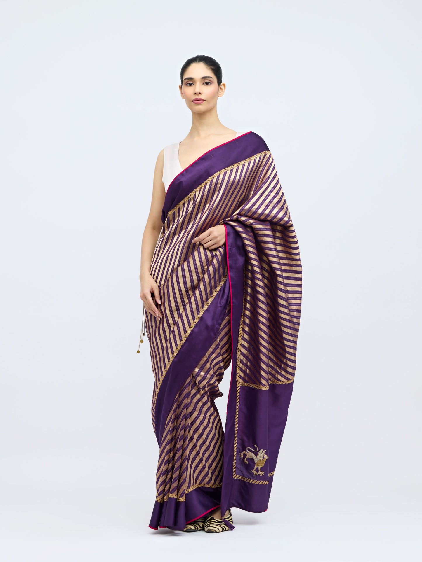 Teerchi Purple Silk Saree
