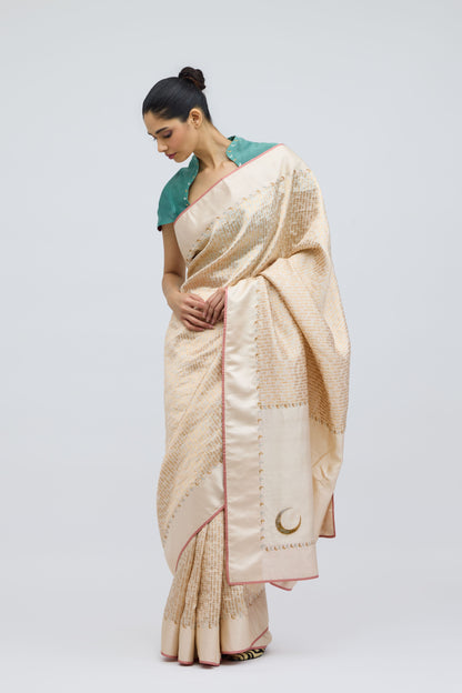 Chauk Chand Ivory Silk Saree
