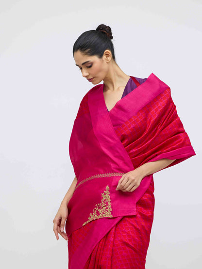 Sabina Pink Brocade Silk Saree