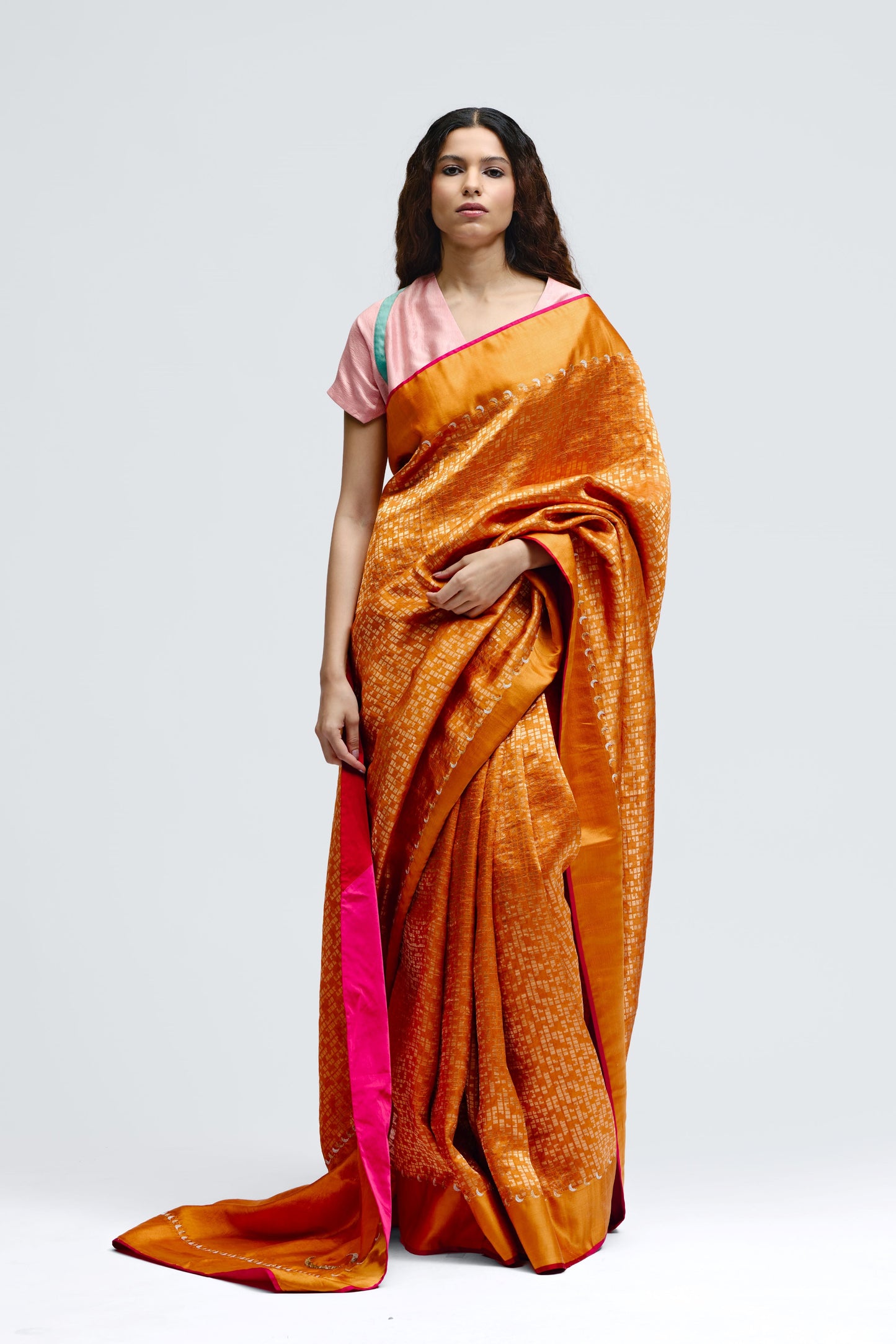 Chauk Chand Orange Silk Saree