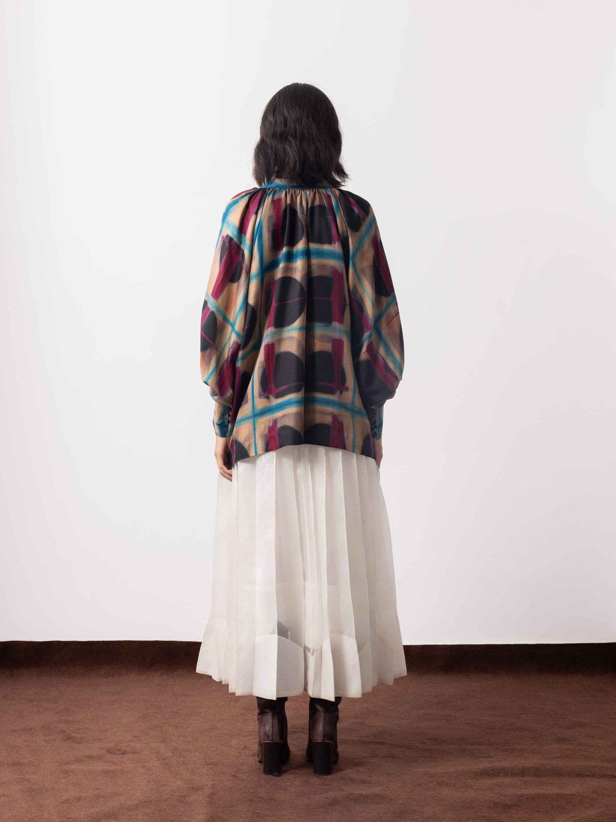 Handwoven Silk Organza Pleated Scallop Skirt