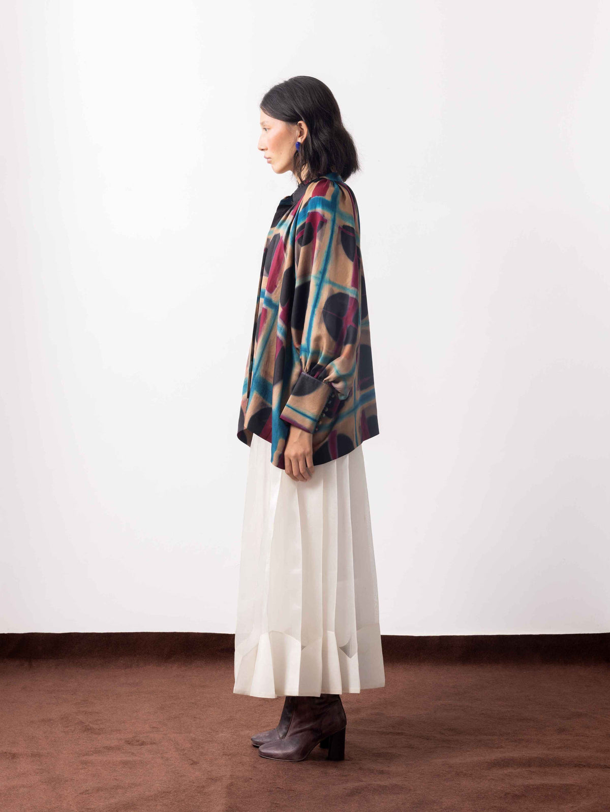 Handwoven Silk Organza Pleated Scallop Skirt