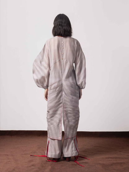 Jonha Falls Pleated Striped Handwoven Top