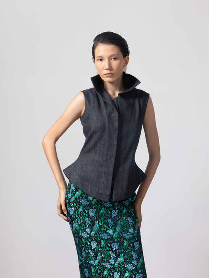 Charcoal Sculpted Top