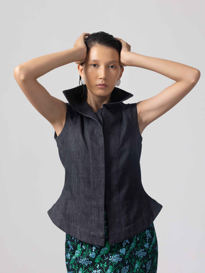 Charcoal Sculpted Top